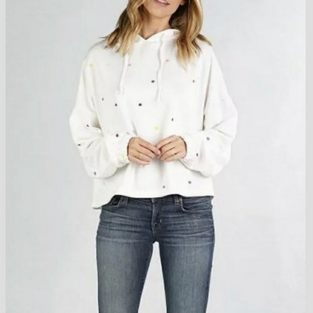 NEW Love Stitch White Polka Dots Sweatshirt Small
